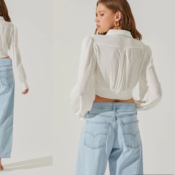 ASTR the Label JOREE COLLARED LONG SLEEVE CORSET TOP NWOT - Picture 5 of 10